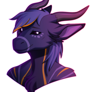 a vector portrait of an anthropomorphic space-themed dragon smiling gently at the viewer