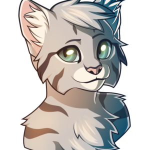 A vector portrait of an anthropomorphic European wildcat, smiling and looking to the side
