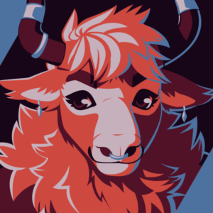 Flat color portrait of an anthro yak