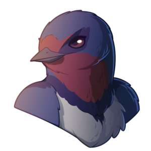 A portrait of an anthro barn swallow